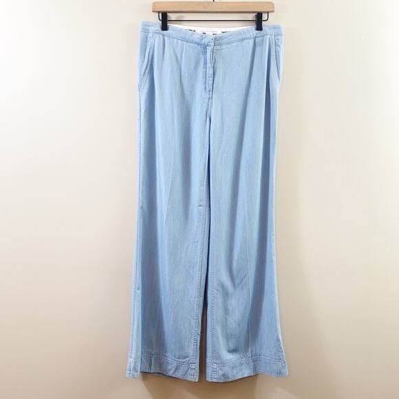 Diane Von Furstenberg Chambray Wide Leg Jeans - Picture 1 of 7